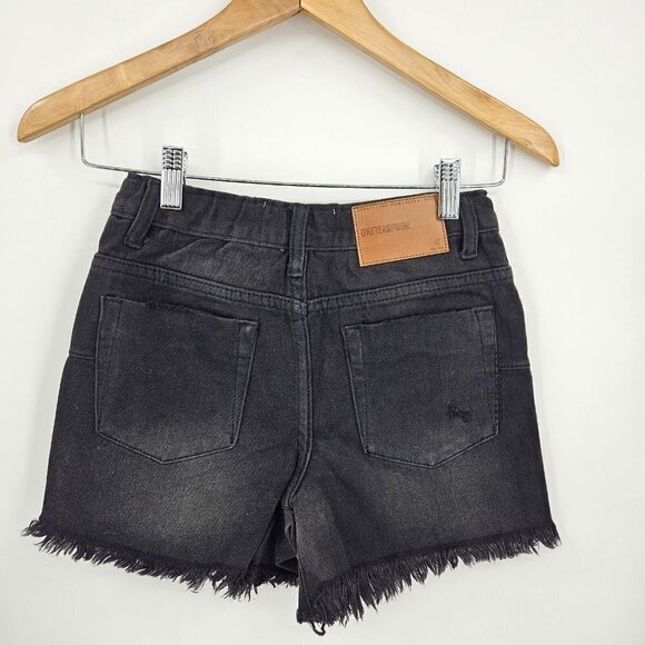 New One Teaspoon Mr Relaxed Straight Leg Denim Shorts Kids 9-10 Black Panther - Picture 5 of 7